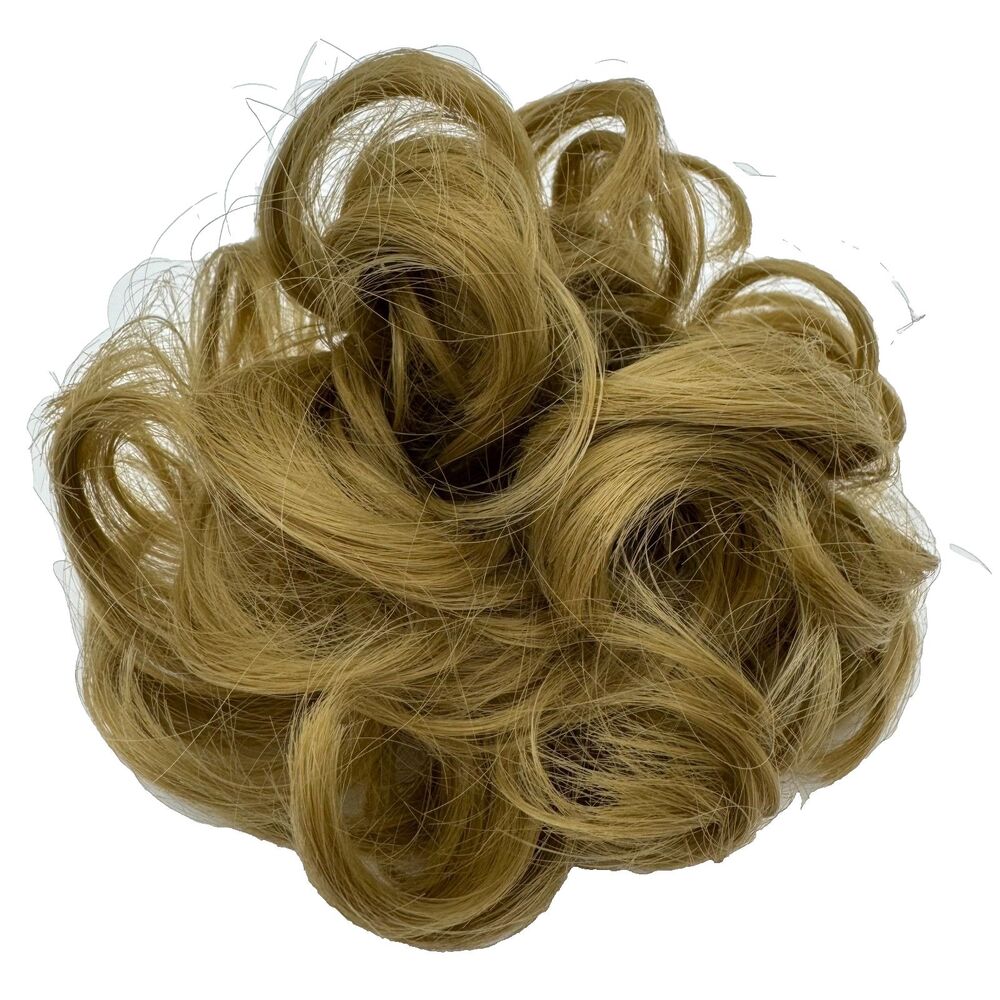 Synthetic Messy Hair Bun Extension Scrunchie Curly Updo Piece Golden Blonde